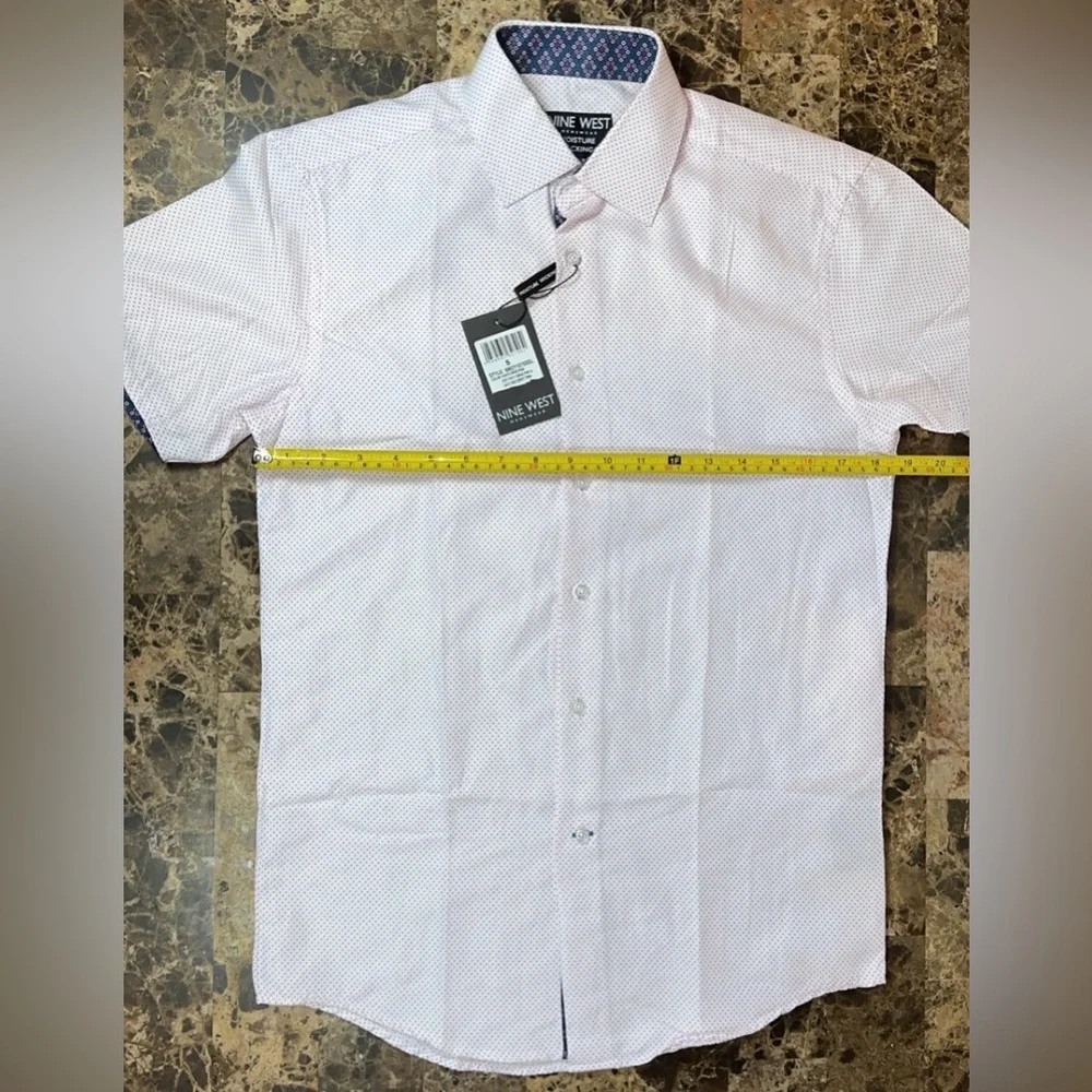 Nine West Mens Wear Dress Shirt Button Slim Fit Wrinkle Free Moisture Wicking - Picture 6 of 17